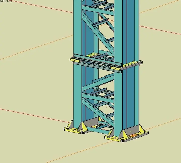 Modelo 3D de pilar treliçado com base