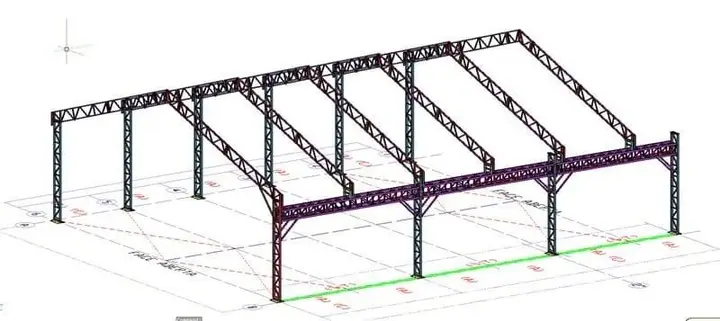 Modelo 3D de pórticos treliçados de galpão
