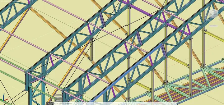 Modelo 3D de treliças de cobertura